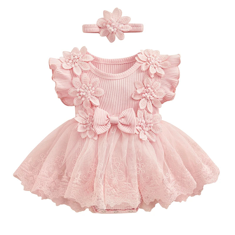 "VETEMENTS" Barboteuse en dentelle pour fille, robe en Tulle, body à fleurs, vêtement printemps/été