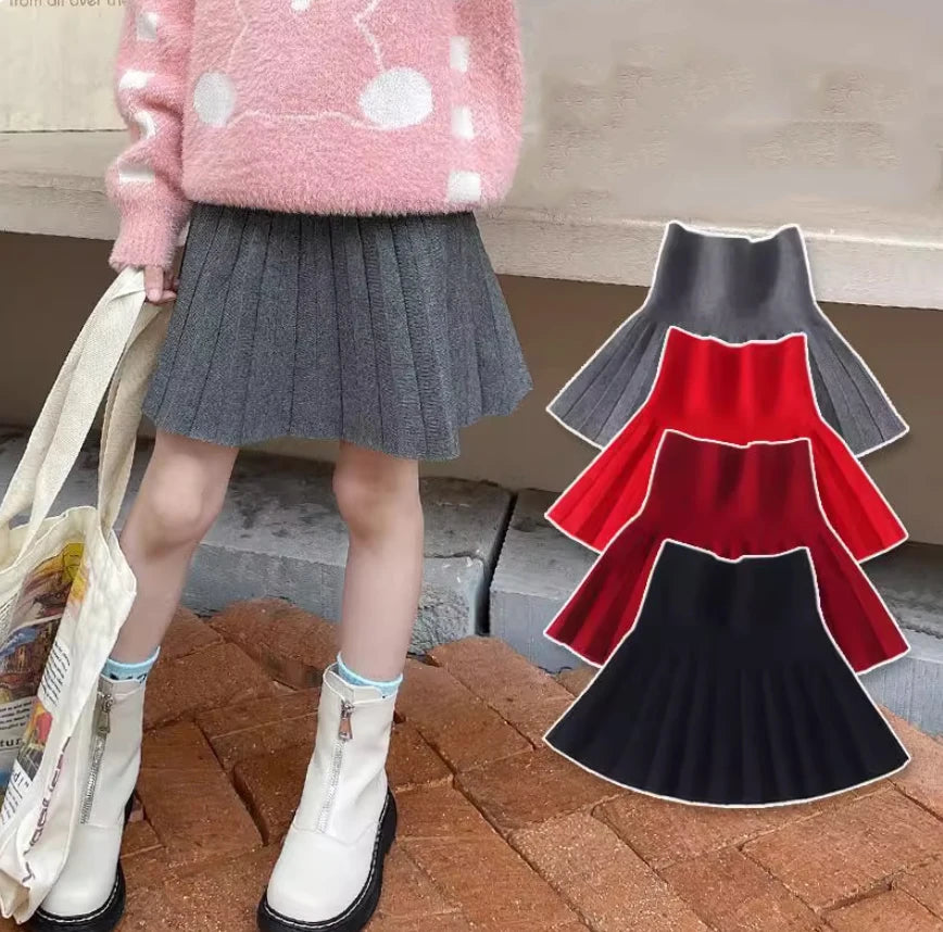 "VETEMENTS" Jupe enfant, jupe plissée fille, jupe unie, enfant de 2-12 ans