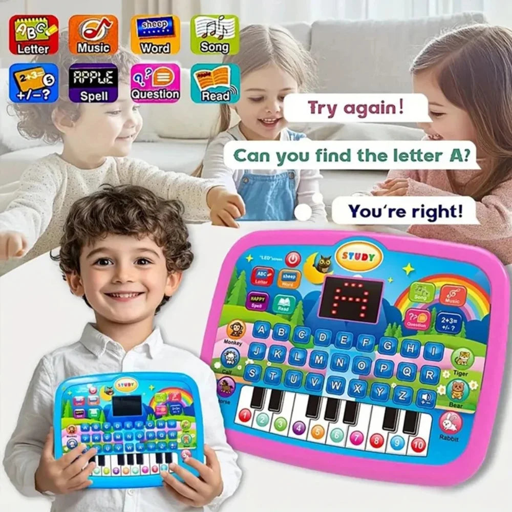"JOUET" Tablette LED éducative pour enfants (dès 3 ans) : apprentissage de la lecture, des mathématiques et de la musique, sert également de clavier électronique