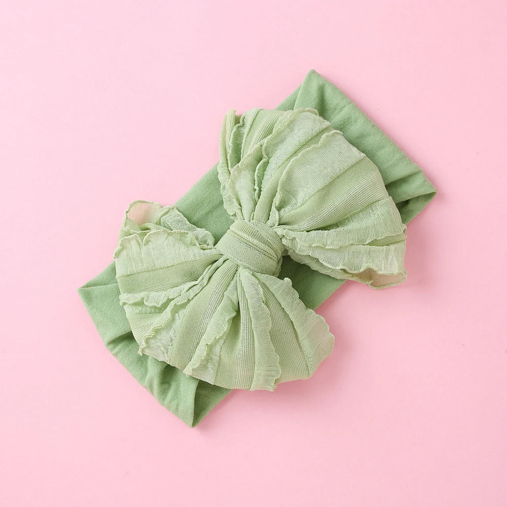 Bow Baby Headbands For Newborn Soft Elastic Nylon Hair Bands Ruffle Bow Infant Headband For Kid Girl Headwear Hair Accessories