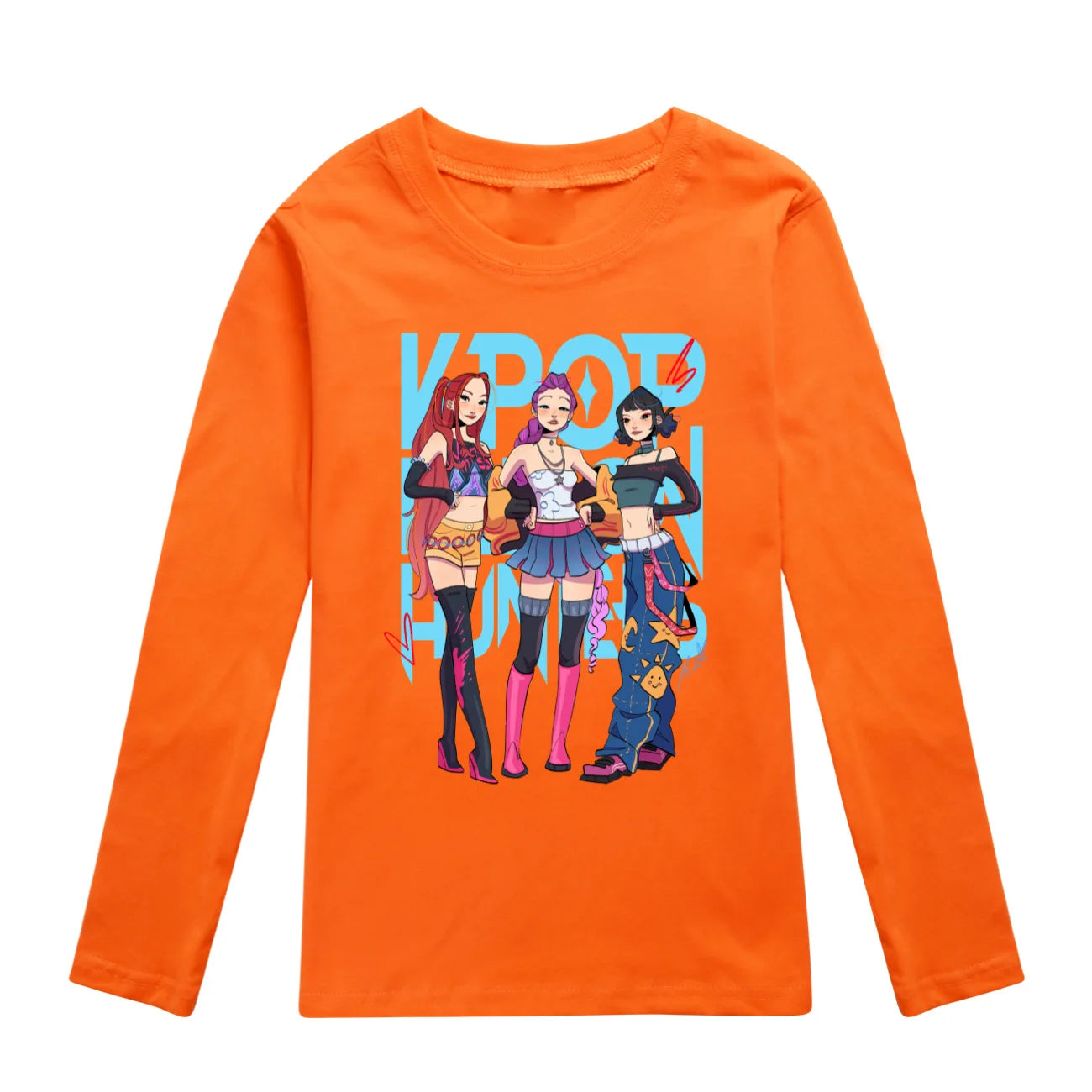 KPop Demon Hunters Kids T Shirt Kids Fashion Cartoon Casual Clothes Youth Boys Loose O-neck T-Shirts Girls Long Sleeve Tops