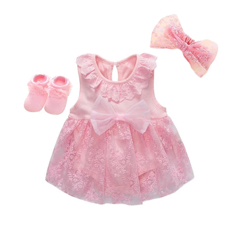 New born baby girl clothes&dresses summer pink princess little girls clothing sets for birthday party 0 3 months robe bebe fille