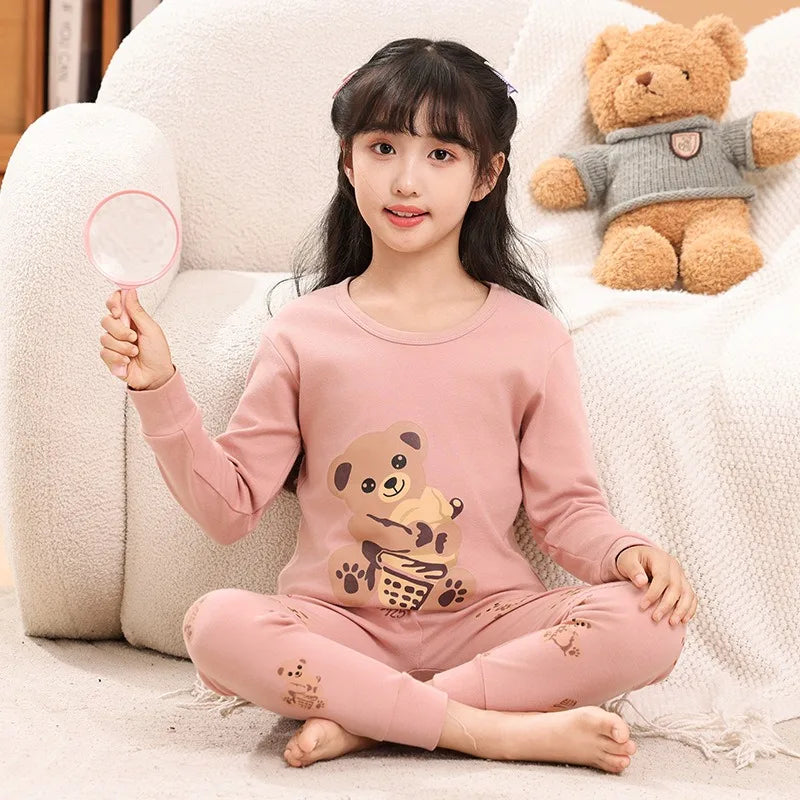 "VETEMENTS" Pyjamas à manches longues, vêtements de nuit pour enfants en coton de 2 à 14 ans.