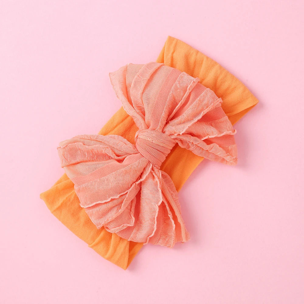 Bow Baby Headbands For Newborn Soft Elastic Nylon Hair Bands Ruffle Bow Infant Headband For Kid Girl Headwear Hair Accessories