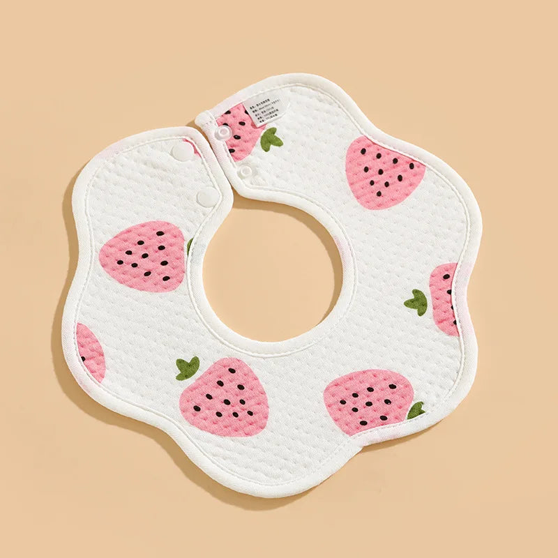 "ACCESSORY" Newborn Baby Saliva Towel, Pure Cotton Waterproof Knitted Petal Bib, Double Snap Closure, Soft and Absorbent; Newborn Baby Saliva Towel, Pure Cotton Waterproof Knitted Petal Bib, Double Snap Closure