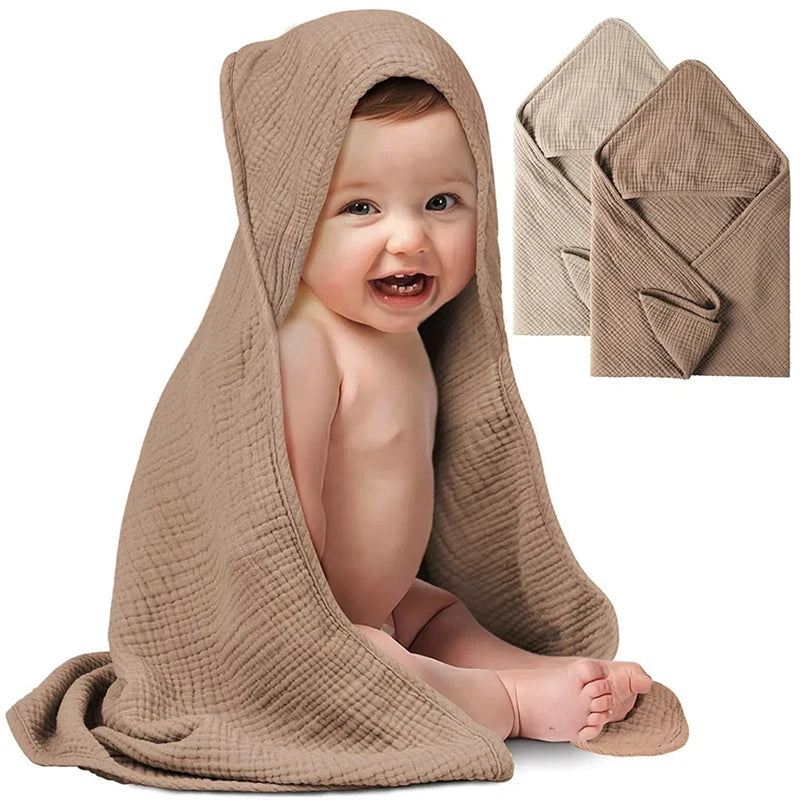 "ACCESSOIRE" Serviettes à capuche pour nouveau-né, 1 pièce, en mousseline de coton biologique, serviette de bain pour bébé, serviettes douces et absorbantes pour garçons et filles