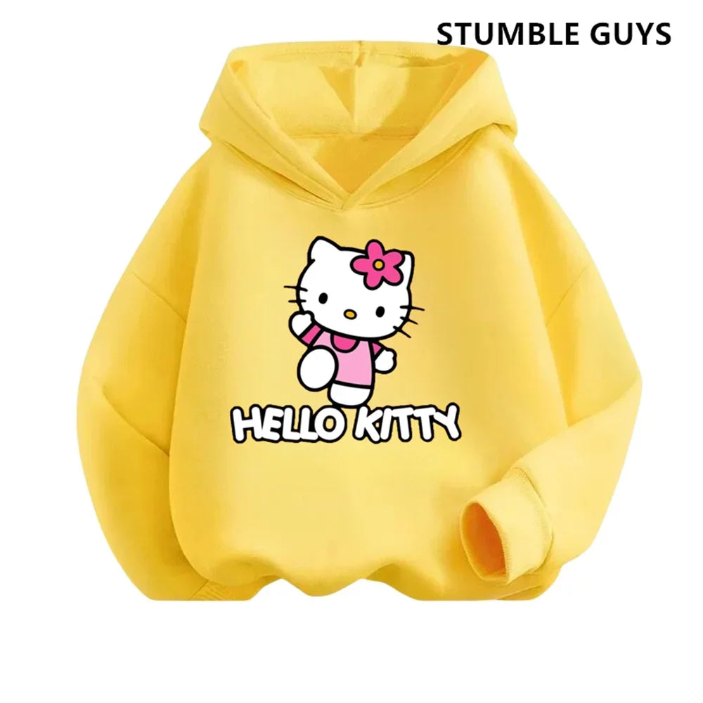 Hoodies Sets Boys Outfit Set Kids Hello Kitty Clothes Girls Clothing Tops Pants Suits 4-14 Years Old Ports Suits Hoodies Sweater