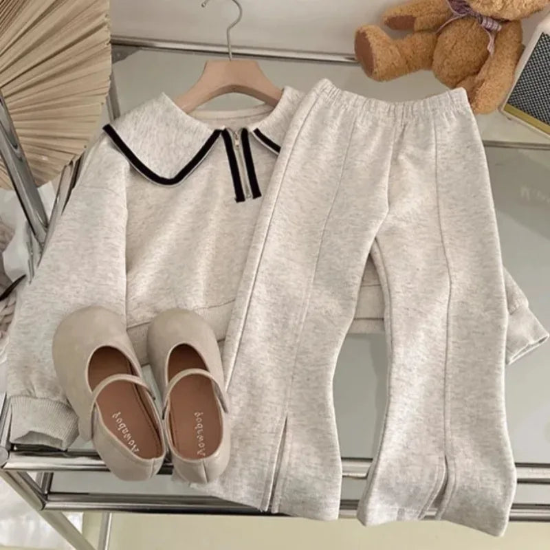 "VETEMENTS" Ensemble de printemps à capuche pour filles de 3 à 7 ans, ensemble 2 pièces décontractés