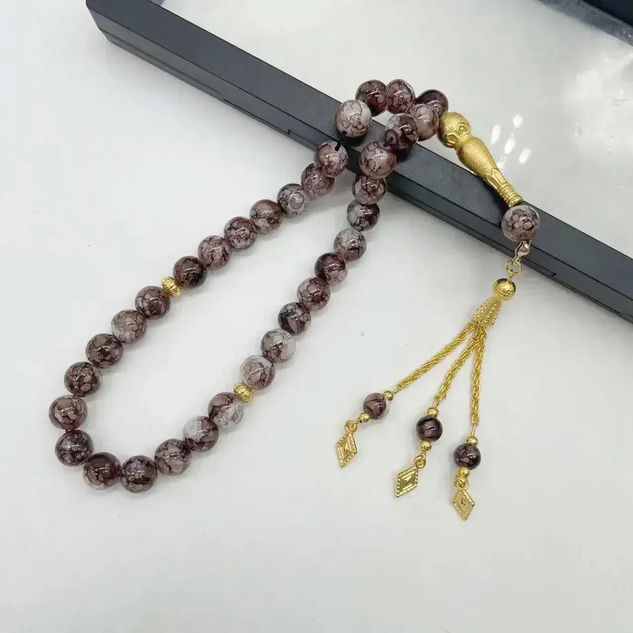 "SPECIAL RAMADAN" Chapelet musulman turc avec pompon en verre, 10mm, 33 pièces, perles de prière islamique, Bracelet pour femmes, bijoux Tasbih Tasbeeh Allah Mohammed