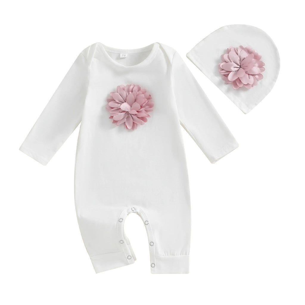 "COMBINAISON" Barboteuse 2 pièces en coton pour nouveau-né, combinaison florale en mélange de coton 0-18 mois