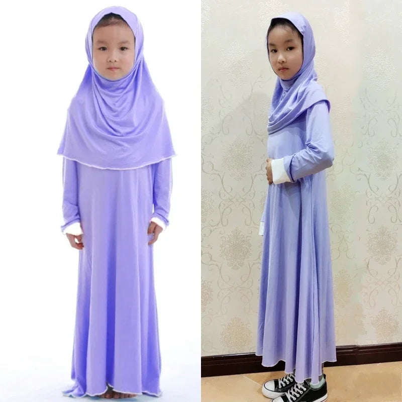 "SPECIAL RAMADAN" Ensembles musulmans pour Ramadan, Robe de prière pour enfants filles, Hijab Abaya arabe, longue Robe avec foulard, Kaftan islamique
