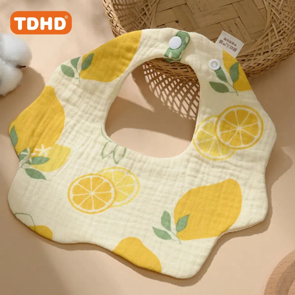 TDHD BABY Muslin Drool Bibs for Boys Girls 1 Pack, Adjustable Baby Bibs for Drooling and Teething, Soft Cotton Baby Bandana Bibs