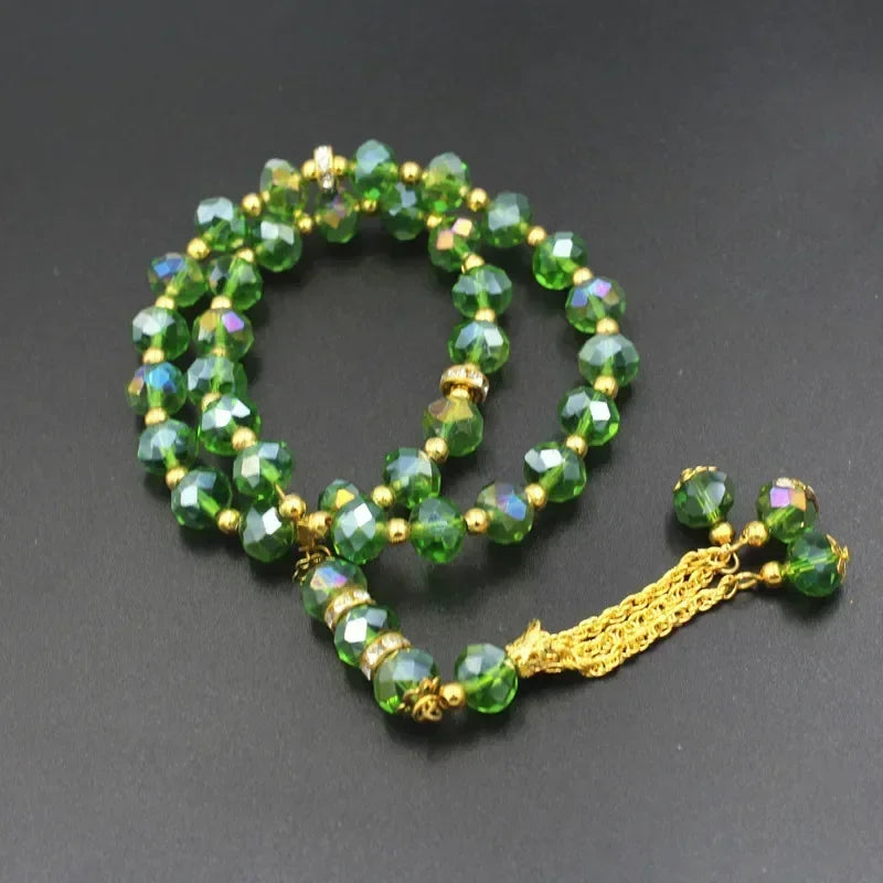 "SPECIAL RAMADAN" Chapelet musulman turc avec pompon en verre, 10mm, 33 pièces, perles de prière islamique, Bracelet pour femmes, bijoux Tasbih Tasbeeh Allah Mohammed