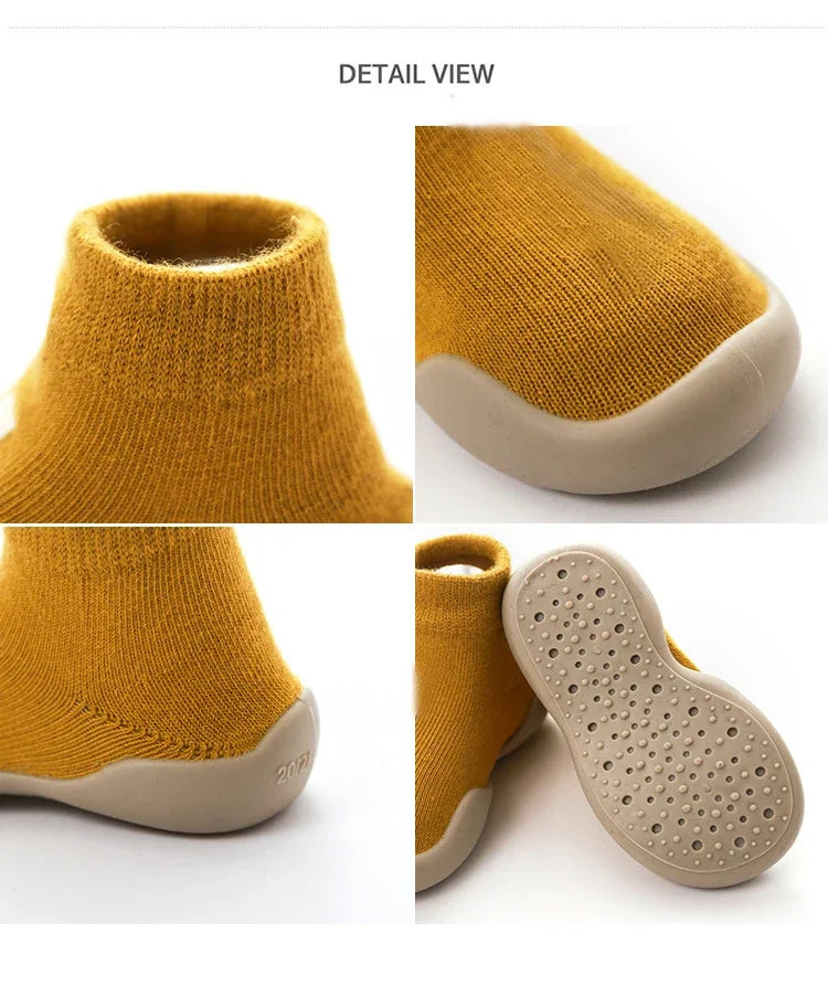 Infant Baby Shoes Newborn First Walkers Boy Girl Kids Solid Color Soft Knit Baby Sock Shoe Anti-slip Rubber Sole Toddler Booties