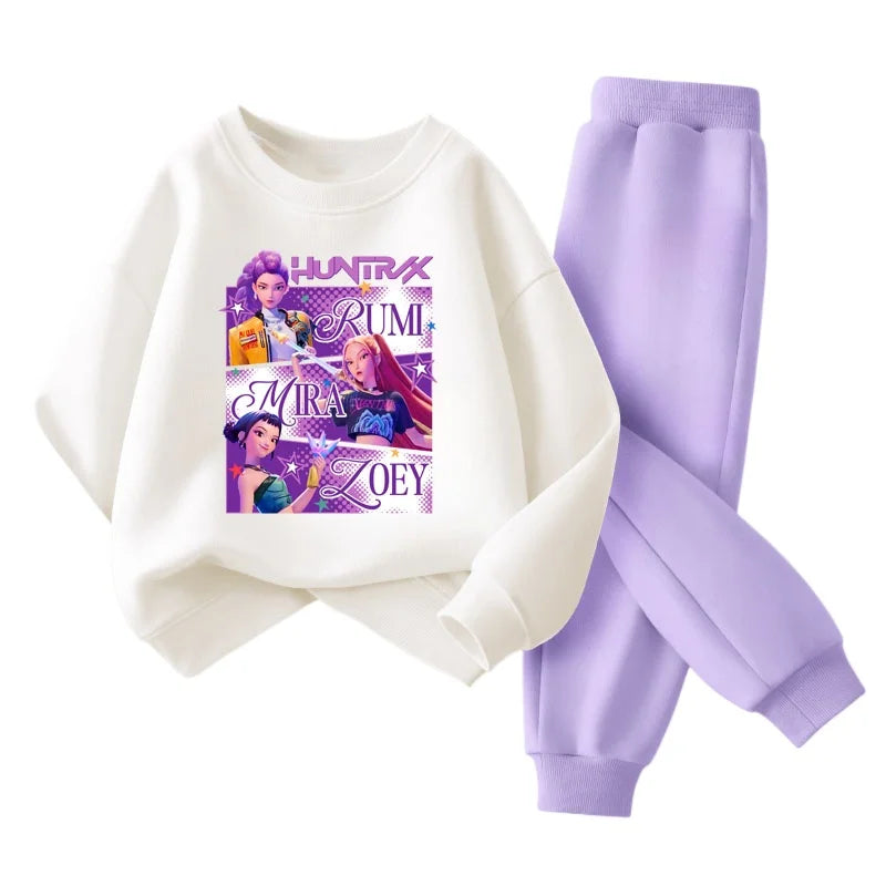 "VETEMENTS"  KPop démon Hunters filles imprimer, vêtements sweat à capuche pour enfants 2 pièces