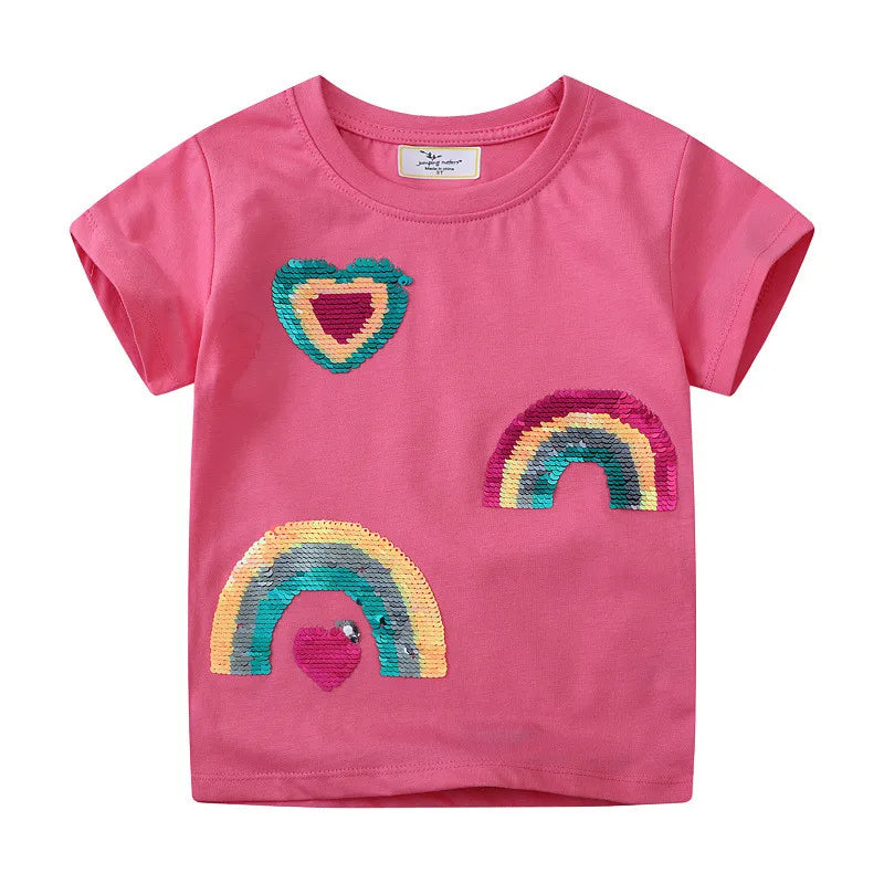 "VETEMENTS" T-shirts coton printemps/été enfants  2-7 ans, motif dessin pour filles
