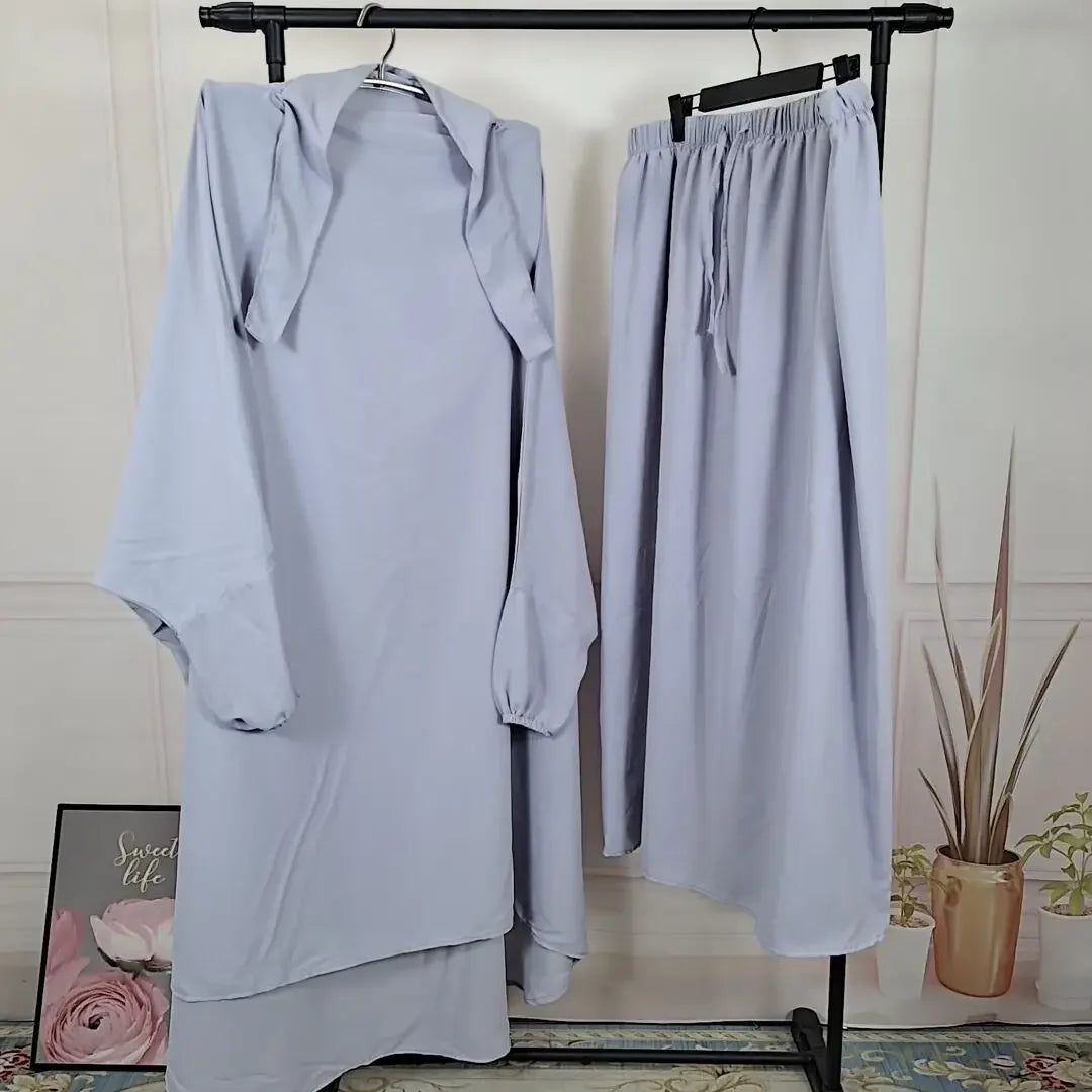 "SPECIAL RAMADAN" Two-piece Ramadan set: long khimar with skirt, abaya, prayer dress for women; Ramadan 2 Piece Long Khimar with Skirt Set Abaya Muslim Women Prayer Garment Dubai Prayer Dress Eid Niqab Ji
