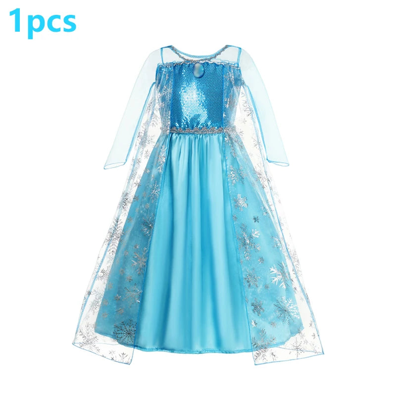 "VETEMENTS" Robe Elsa Cosplay robe de princesse bleu clair à manches longues paillettes