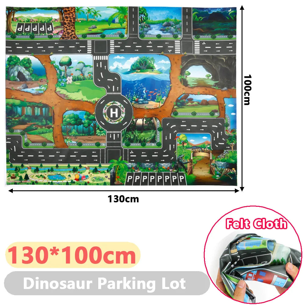 130*100CM Baby Play Mat City Traffic Road Map Mat & Road car sign Foldable Nordic Style Kids Activities Rug Outdoor Picnic Mat