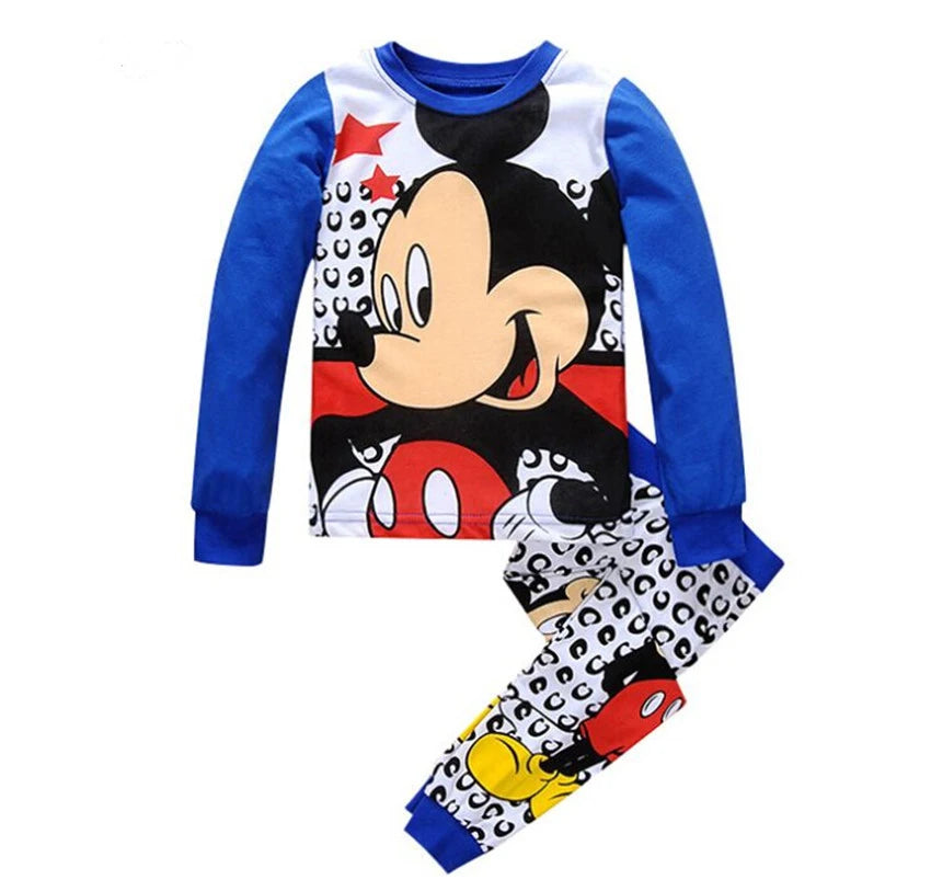 New Kids Pajama Set Cotton Soft nightwear Mickey Loungewear Long Sleeve Pjs Sleepwear for Toddler Boys pajamas Girls nighty