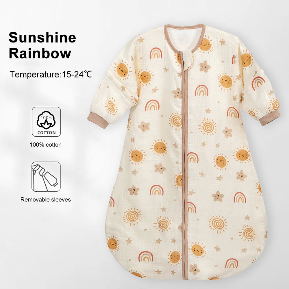 "ACCESSOIRE" Sac de couchage pour bébés de 0 à 24 mois, gaze de coton douce, respirant, fermeture éclair à 3 voies, chiot, chien, sac de couchage pour bébé avec manches amovibles