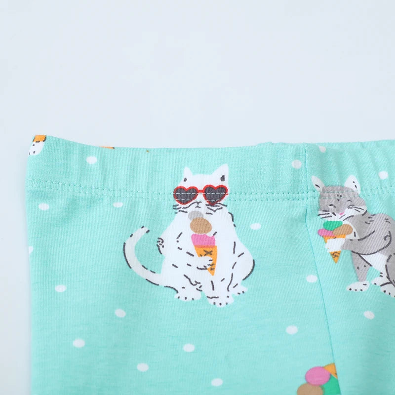 Little maven 2024 Autumn Spring Girls Leggings Pants Cotton Trousers Toddler Kids Clothes Cartoon Cats Children's Clothing