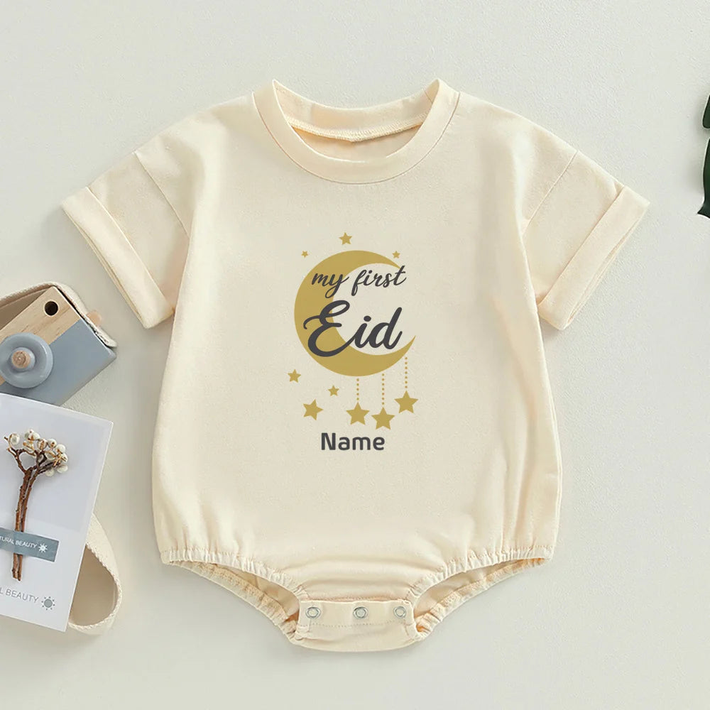 "SPECIAL RAMADAN" Personalized Baby Bodysuit "First Ramadan" with Bubbles and Name, Newborn Romper, Eid Ramadan Islamic Hol