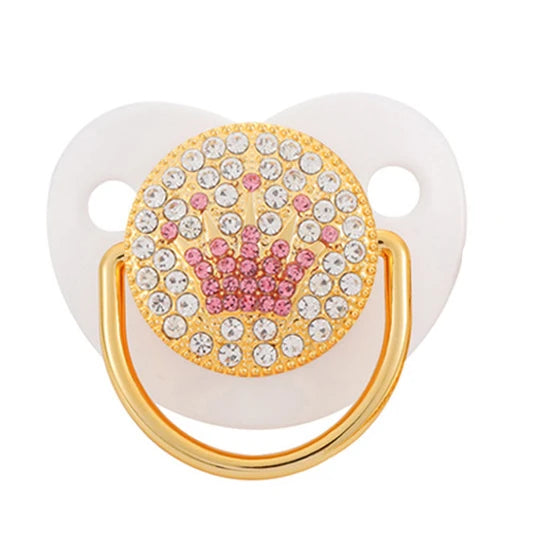 2023 New Baby Pacifier Rose Gold Bling Teether BPA Free Newborn Silicone Pacifier Baby Soother Nipple Dummy Baby Shower Gifts