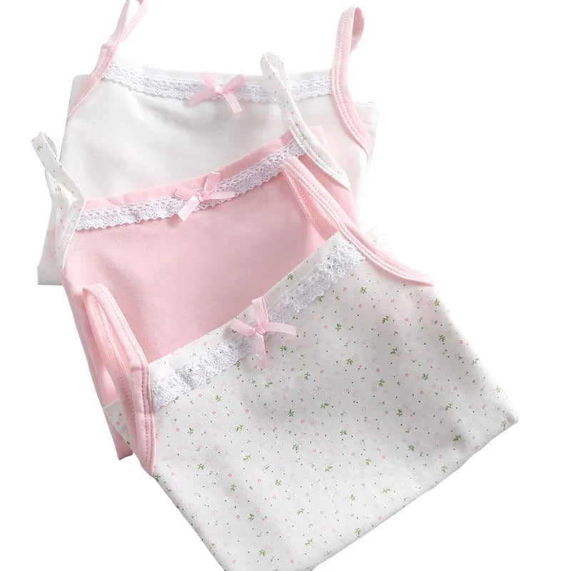 "VETEMENTS" 3pcs/Lot Filles Singlet en coton Sous-vêtements Débardeur Imprimé fraise Taille 100-150