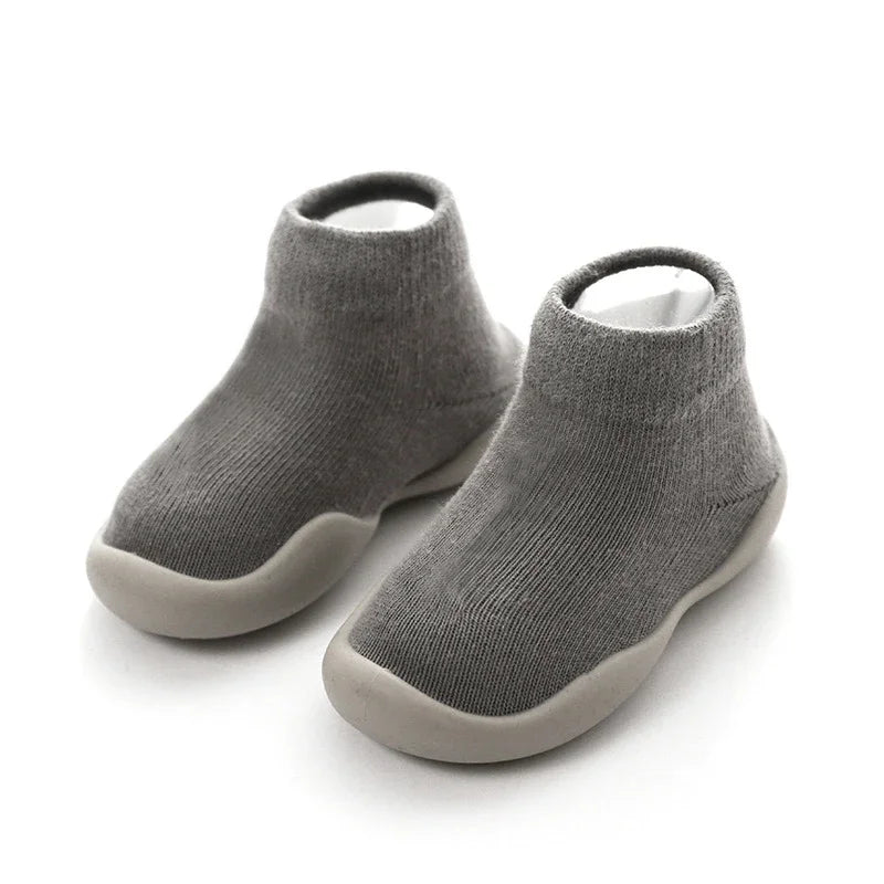 Infant Baby Shoes Newborn First Walkers Boy Girl Kids Solid Color Soft Knit Baby Sock Shoe Anti-slip Rubber Sole Toddler Booties