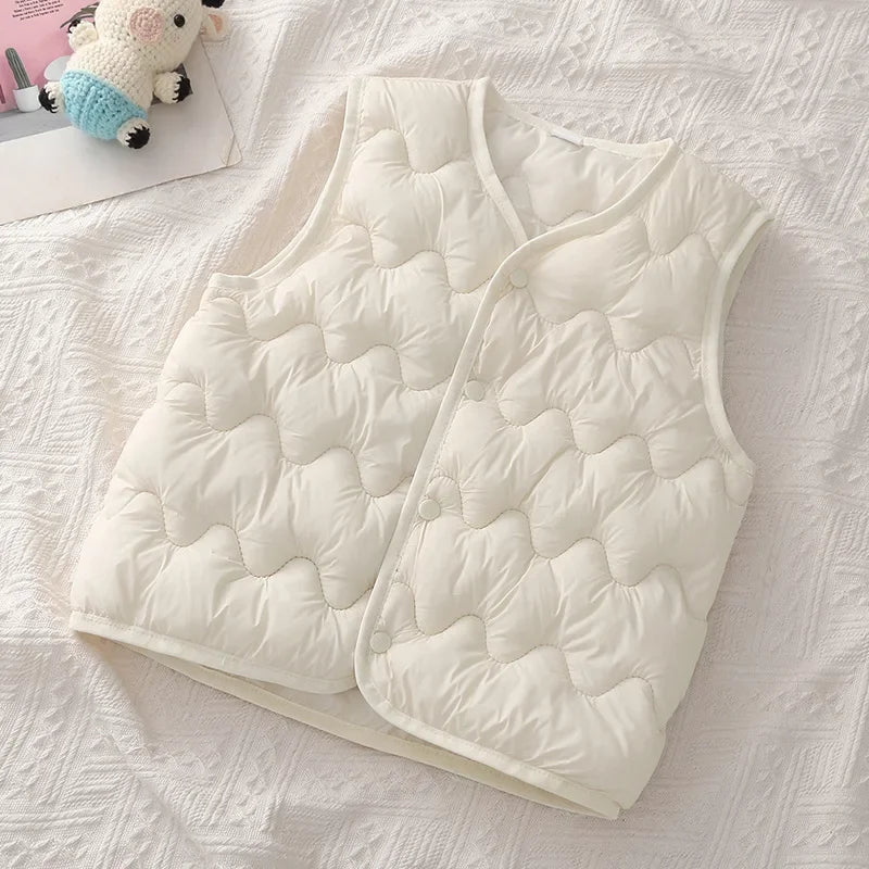 Kids Warm Vest Winter Girls Boys Thicken Waistcoat Outerwear Children Teens Cotton Solid Color Jackets Vest for 1-6Years