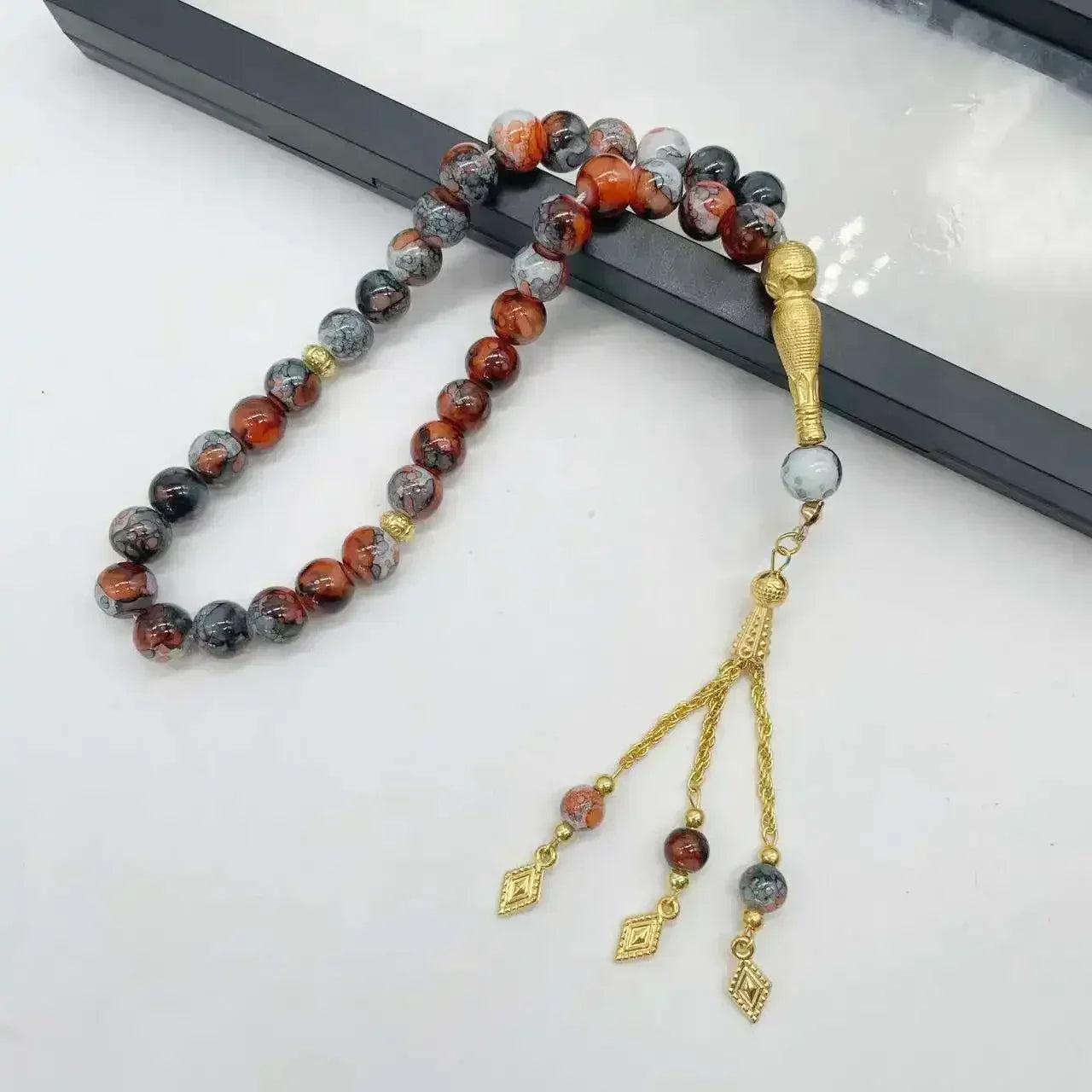 "SPECIAL RAMADAN" Chapelet musulman turc avec pompon en verre, 10mm, 33 pièces, perles de prière islamique, Bracelet pour femmes, bijoux Tasbih Tasbeeh Allah Mohammed