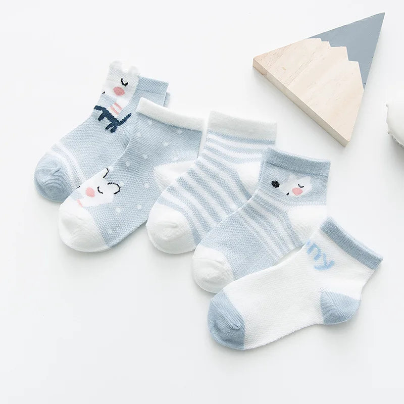 "CHAUSSURE" Chaussettes enfants en maille de coton, 0 à 2 ans, 5 unités/lot