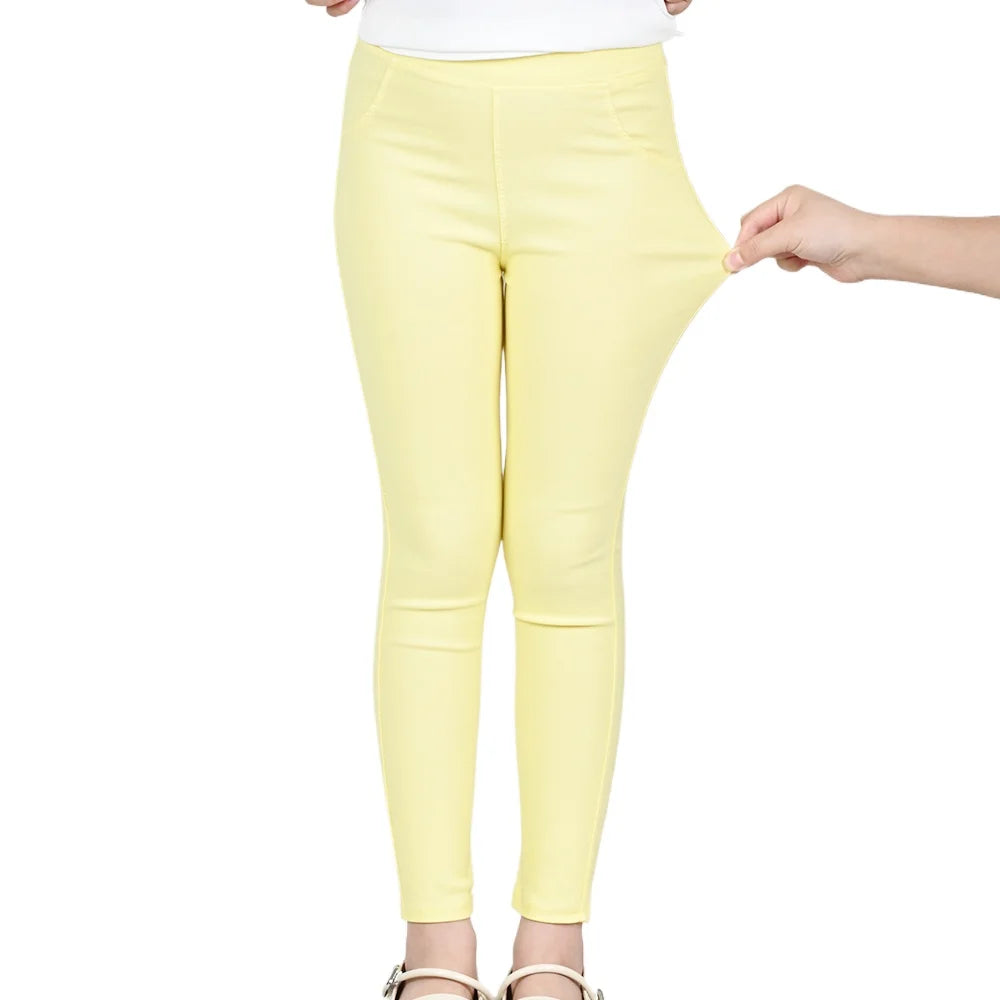 "VETEMENTS" Pantalons crayon pour filles de 3 à 12 ans, couleurs acidulées style leggings élastiques