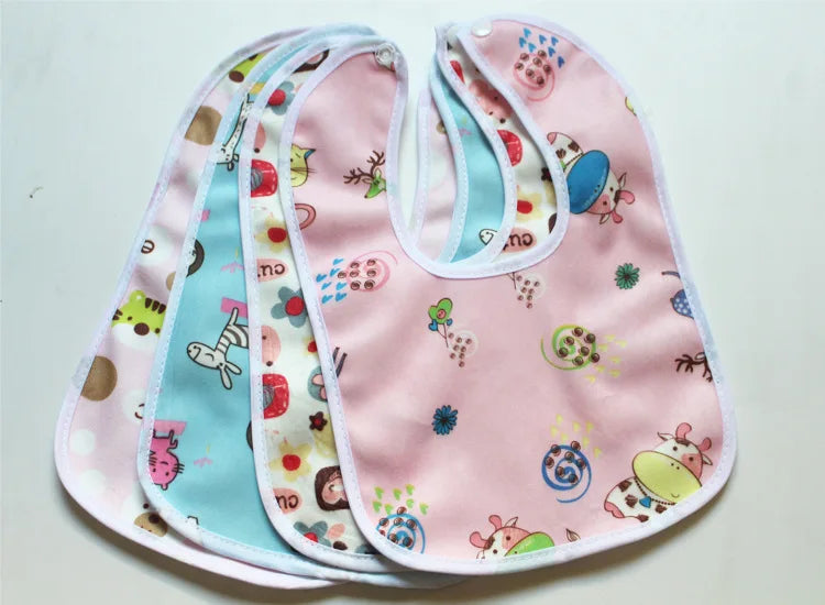 "ACCESSOIRE" Bavoir imperméable à pression pour bébé, Baby Cartoon Snap Waterproof Bib Super Soft Baby Bib Newborn Crystal Velvet Saliva Towel