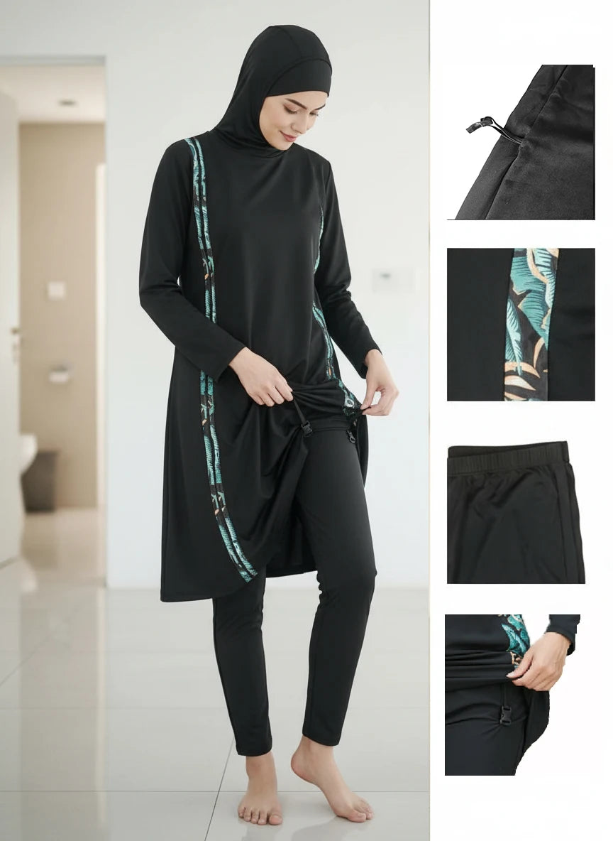 "SPECIAL RAMADAN" 3 pièces mince Style sportif burkini Femmes maillot de bain musulman Femmes modeste maillot de bain maillot de bain Hijab haut pantalon