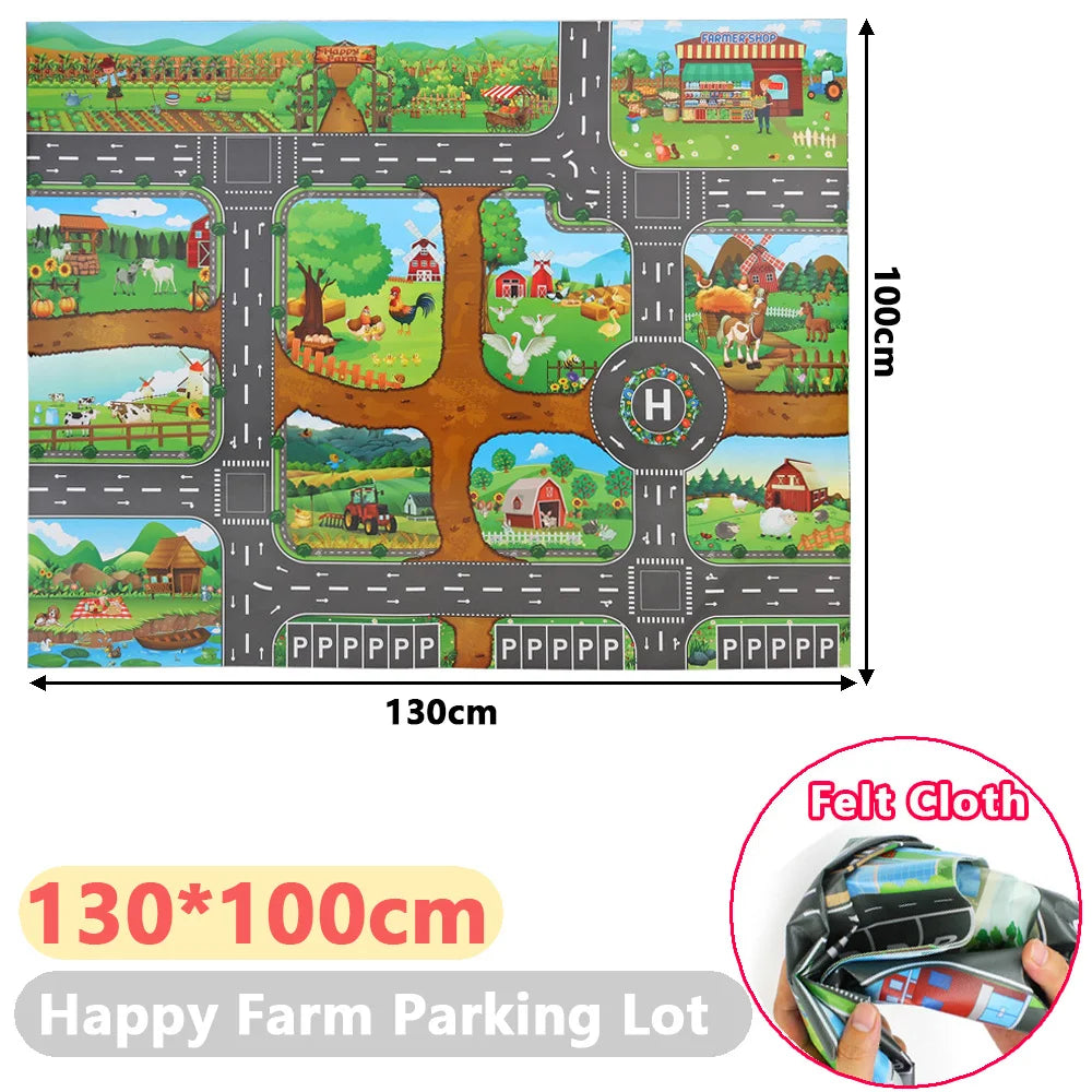 130*100CM Baby Play Mat City Traffic Road Map Mat & Road car sign Foldable Nordic Style Kids Activities Rug Outdoor Picnic Mat