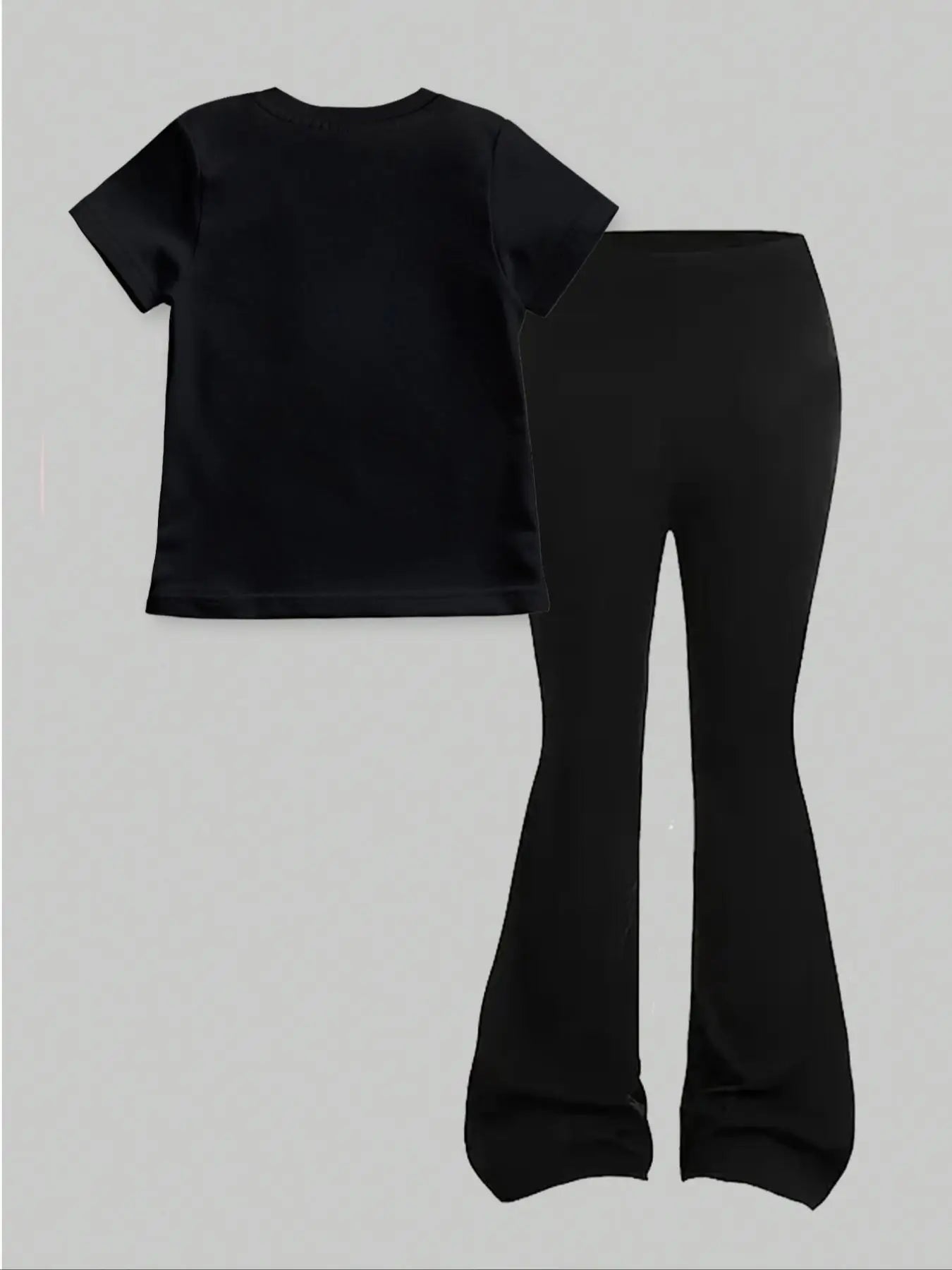 "VETEMENTS" Ensemble pour filles, T-shirt à manches courtes + Pantalon pattes d'éléphants 4 à 12 ans