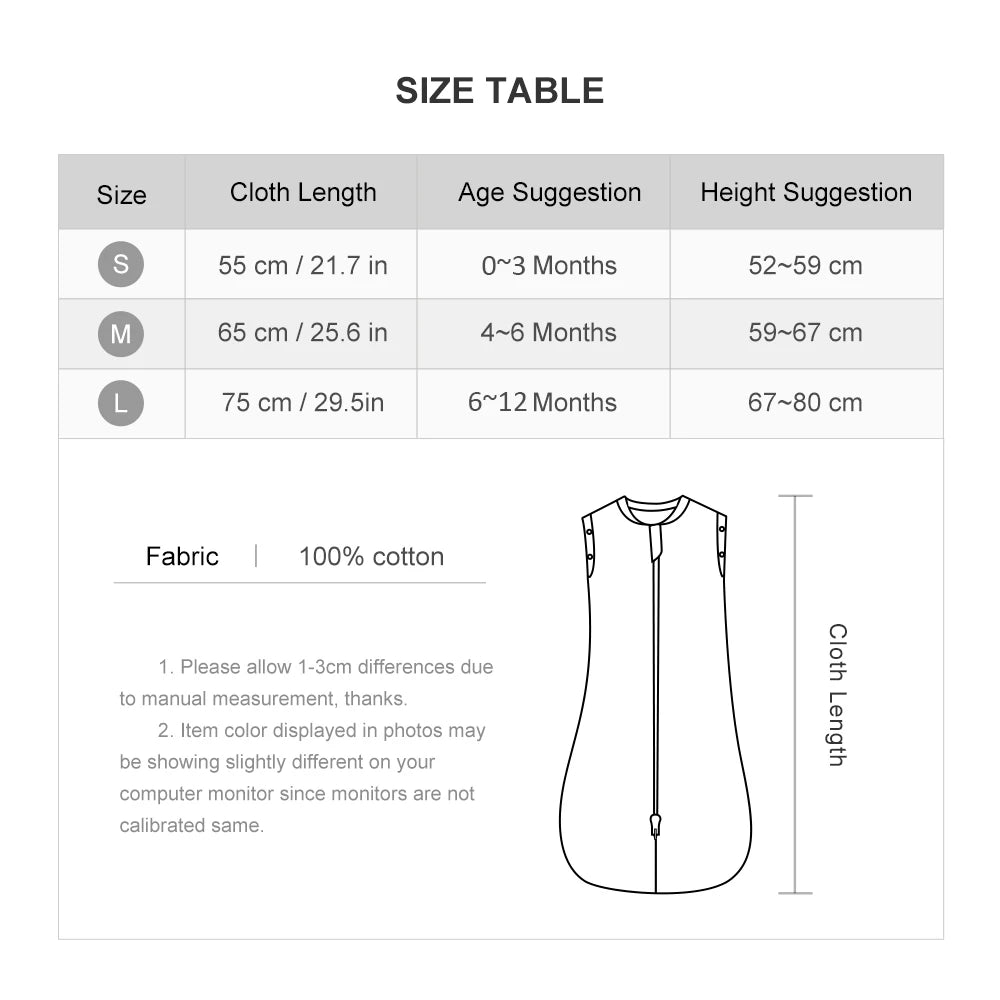 "ACCESSOIRE" Sac de couchage pour bébé, nouveau-né, sans manches, été, fin, 100% coton, doux, 2 voies, fermeture éclair, sac à langer