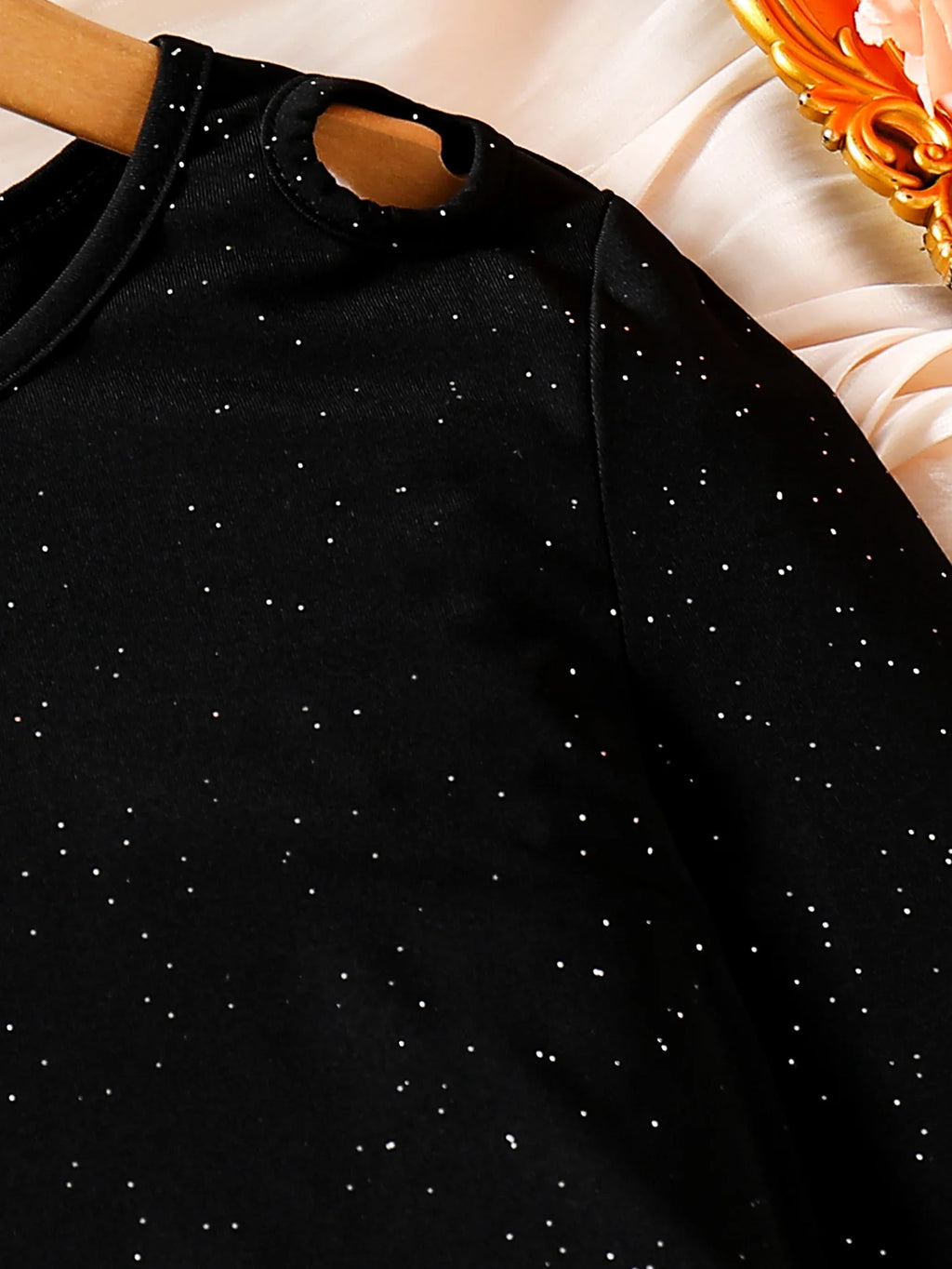 Spring and Autumn Girls' High-End Fashionable Black French Velvet Dress with Elegant Inner Little Black Dress