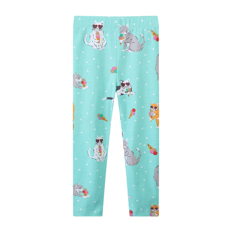 Little maven 2024 Autumn Spring Girls Leggings Pants Cotton Trousers Toddler Kids Clothes Cartoon Cats Children's Clothing