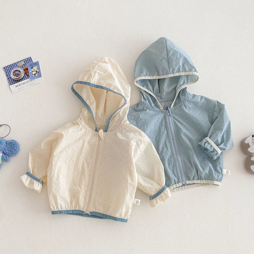 2025 Summer Kids Solid Color Cardigan 0-5 Years Boys Fashion Lightweight Korean Style Jacket Summer Outfit