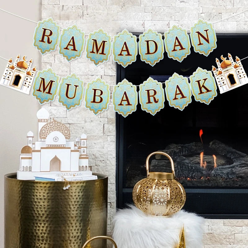"SPECIAL RAMADAN" Ramadan 2025 Pennant Garland, Paper Decorations; Ramadan Banner Flag 2025 Eid Mubarak Paper Garland Islamic Muslim Party Hanging Ornaments Ramadan Kareem Decorations for Home