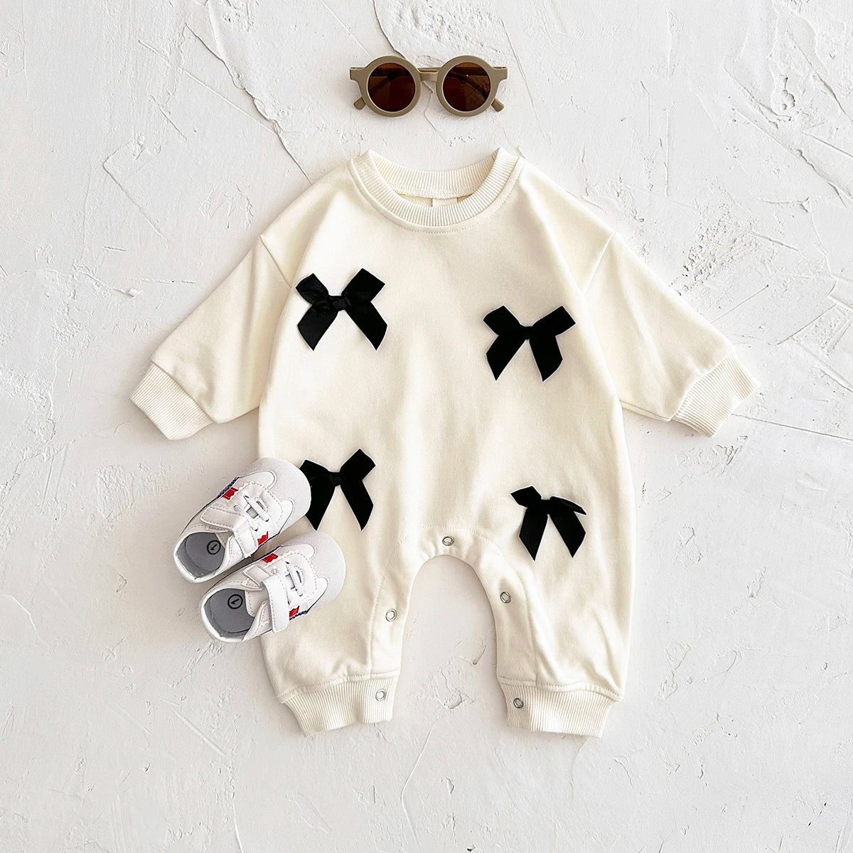 Newborn Baby Girl Clothes Bow Infant Jumpsuit Spring Autumn Babygrow Romper Cotton Kids Toddler Children Clothing 0-18 Months