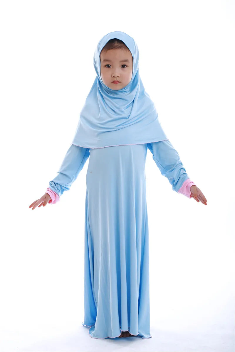 "SPECIAL RAMADAN" Ensembles musulmans pour Ramadan, Robe de prière pour enfants filles, Hijab Abaya arabe, longue Robe avec foulard, Kaftan islamique