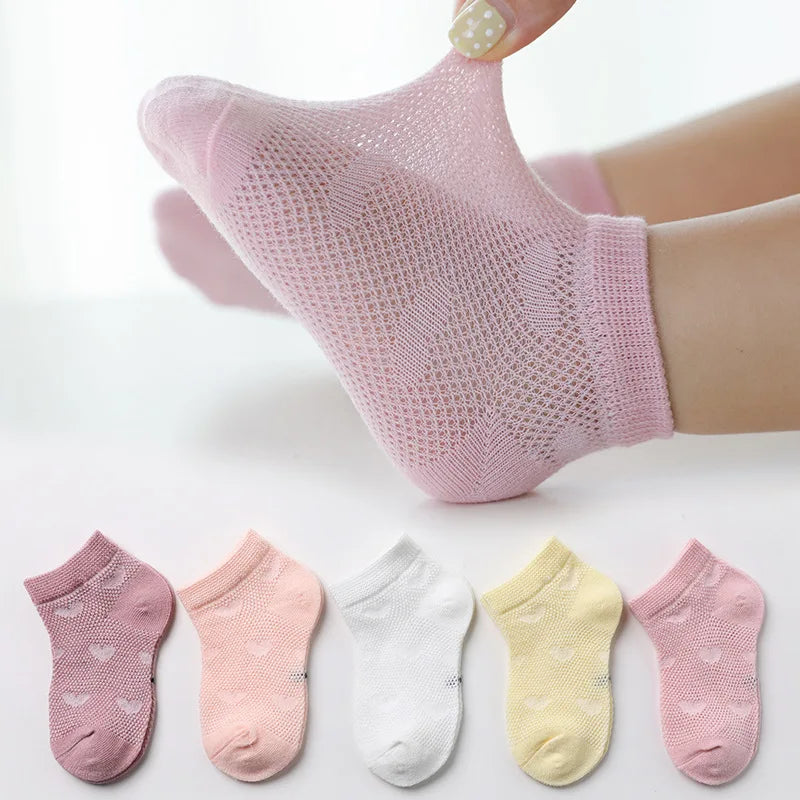 5 Pairs Summer Cotton Kids Socks Cute Cartoon Thin Mesh Baby Short Socks Dinosaur Bear Children Socks for Boys Girls Cheap Stuff