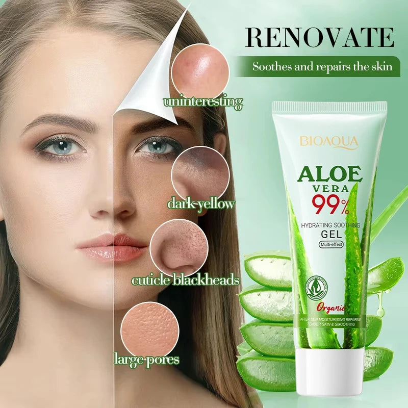 "SOIN" Gel apaisant à l'aloe vera pour le visage et  corps, hydratant, réparateur, soin contre les coups de soleil pour peaux sensibles