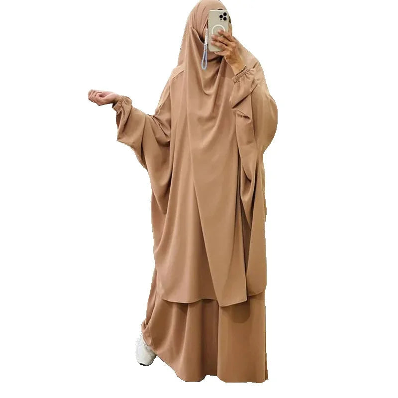 "SPECIAL RAMADAN" Two-piece Ramadan set: long khimar with skirt, abaya, prayer dress for women; Ramadan 2 Piece Long Khimar with Skirt Set Abaya Muslim Women Prayer Garment Dubai Prayer Dress Eid Niqab Ji