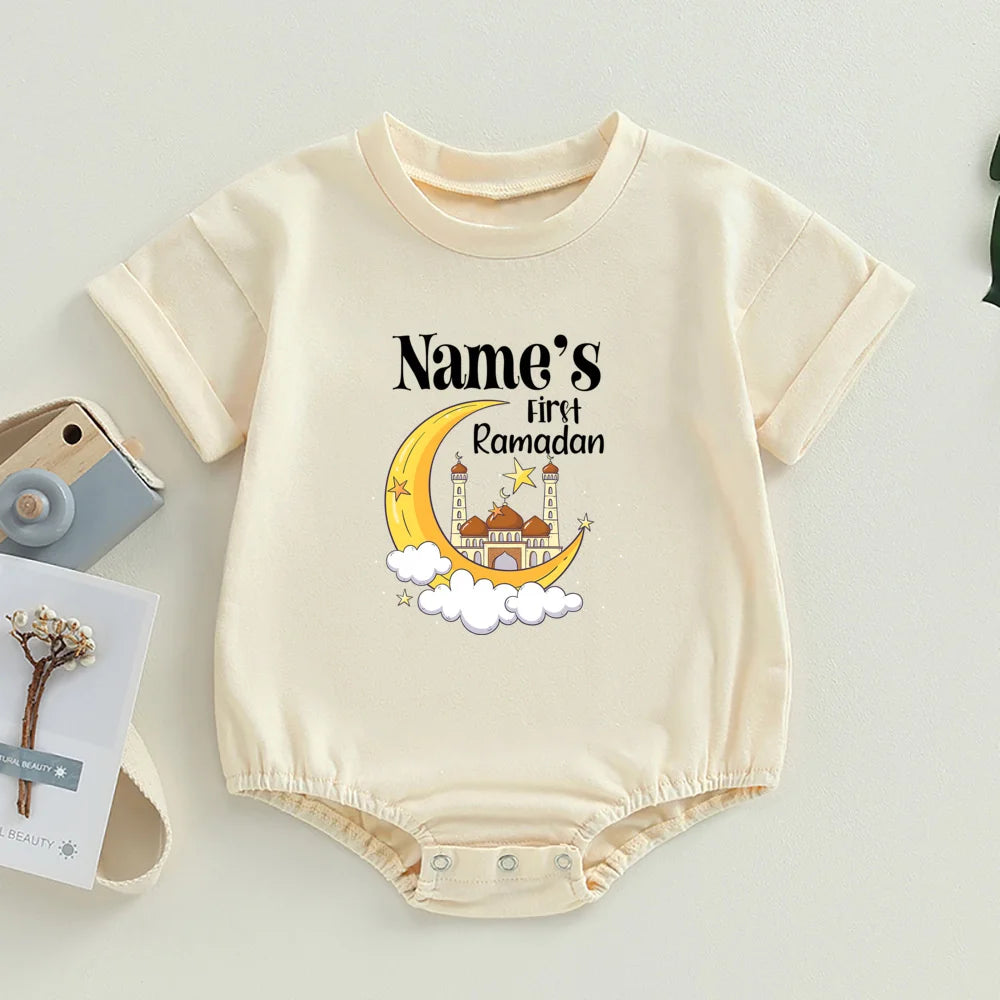 "SPECIAL RAMADAN" Personalized Baby Bodysuit "First Ramadan" with Bubbles and Name, Newborn Romper, Eid Ramadan Islamic Hol