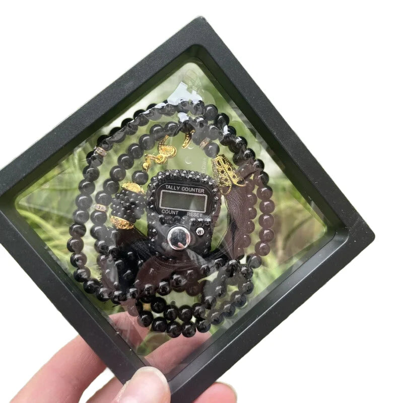 "SPECIAL RAMADAN" Prayer Bracelet with Digital Finger Counter, Rosary (Islamic Tasbih) Prayer Beads Bracelet Set Digital Replaceable Finger Counter With Box Rosary Islamic Tasbih for Eid High-End Prayer Gift